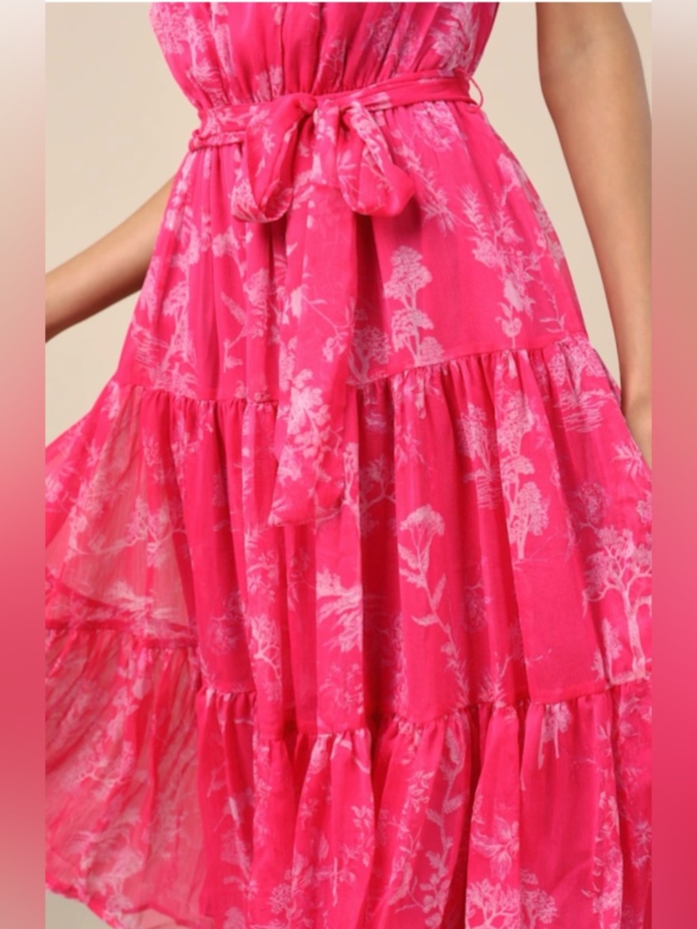 Lulus Float to You Halter-Neck Tiered Midi Dress L NWT - Picture 2 of 7